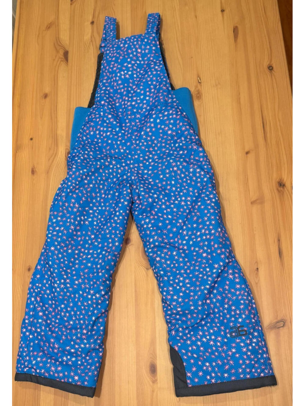 ARCTIX Toddler 5T Chest High Snow Bib Overall Blue w/ pink/white stars